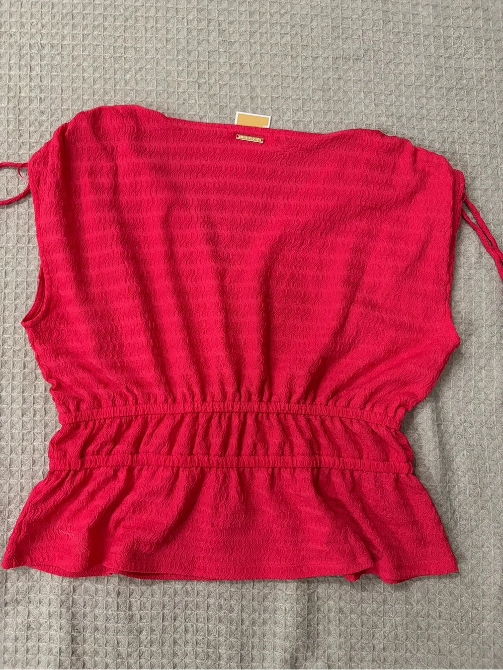 Michael Kors Bright Pink V-Neck Peplum Blouse